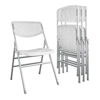 Пластиковый складной стул Comfort Commercial XL, 300 фунтов Номинальный вес, с тройными креплениями, белый, 4-х местный складной стул Oversize camp