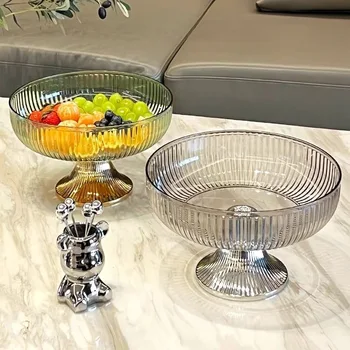 Легкие роскошные тарелки для фруктов высокого класса, бытовые тарелки для фруктов, тарелки для фруктов с высокими ножками, легкие роскошные украшения для гостиной