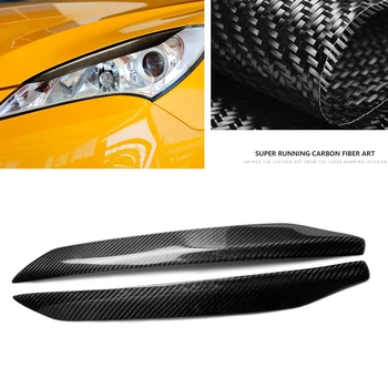 Для Hyundai Genesis Coupe 2009-2011 Передняя Фара Головного Света Крышка Лампы Отделка Из Настоящего Углеродного волокна Налобный Фонарь Для Бровей Наклейка На Веко Фары
