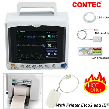 Многопараметрический монитор жизненно важных показателей пациента CONTEC с 8-дюймовым дисплеем CMS6000C в отделении интенсивной терапии CCU Используется с IBP, принтером и капнографом CO2