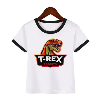 Модная футболка с принтом динозавра T-REX для мальчиков, Летняя Детская одежда, Белая футболка с короткими рукавами, Camisetas, футболки для подростков от 3 до 13