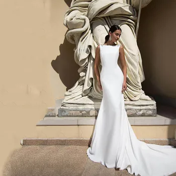 Свадебные платья Smileven Boho с бусинами и V-образным вырезом в виде русалки, сексуальное платье невесты с открытой спиной, свадебные платья на заказ 2021