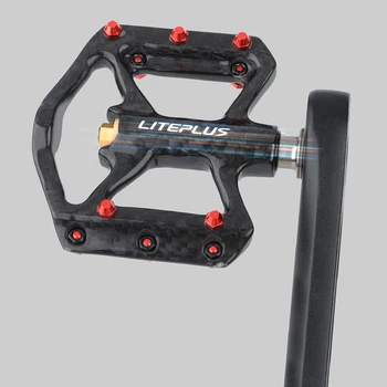 Аксессуары для велосипедных педалей Из черного углеродного волокна + титановый сплав, легкий герметичный подшипник с 10-кратными противоскользящими гвоздями