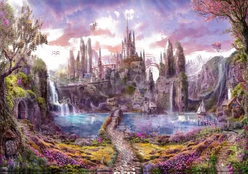 JMINE Div 5D Горный водопад, Замок в стране чудес, Полная алмазная живопись, наборы для вышивки крестом, художественная живописная 3D краска с бриллиантами
