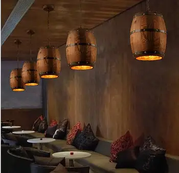 Потолочный Бочкообразный светильник, Деревянная Винная бочка, Подвесное приспособление, Подвесное освещение, подходящее для освещения бара, кафе, ресторана Atomasphere