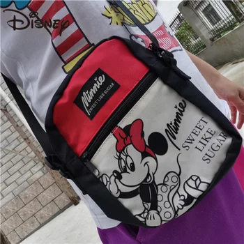 Детская Холщовая сумка-мессенджер с рисунком Минни из мультфильма Диснея, рюкзак для ручной работы, Милая нагрудная сумка для взрослых, сумка через плечо