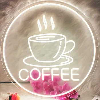 Неоновые светоизлучающие индивидуальные светодиодные рекламные щиты украшение бара настенная форма кофе