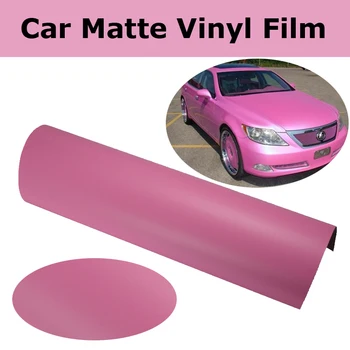 Розовая матовая виниловая оберточная пленка, матовая автомобильная обертка без воздушных пузырьков, матовая розовая автомобильная обертка, самоклеящаяся графика Размер 1.52x30 м/рулон