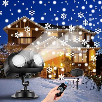 Рождественский проектор в виде Снежинки, 2В1, Уличный Снегопад, Лазерная проекционная лампа для Новогодней свадьбы, Садовый пейзаж в стиле Деко
