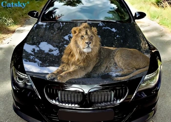 Наклейка на капот автомобиля, изготовленная на заказ наклейка на внедорожник со львом, Виниловая графическая наклейка, Украшение кузова автомобиля наклейкой с животными, Защита от наклейки на капот автомобиля