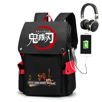 школьная сумка из аниме Demon slayer, рюкзак с принтом Rengoku Kyoujurou, уличная дорожная сумка, молодежная компьютерная сумка, USB-сумка