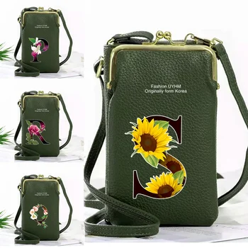 Женская сумка через плечо для мобильного телефона Huawei/iPhone/Samsung, держатель для карт, кошелек, кожаная сумка на плечо с цветочным принтом и буквами