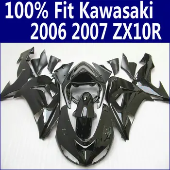 100% подходит для Kawasaki fairings Ninja ZX 10R 2006 2007 полностью глянцевый черный ABS комплект обтекателей ZX10R 06 07 HJ19 + 7 подарков