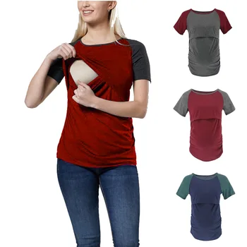 2022 Женская футболка для беременных, лето, осень, топ для кормления в полоску с длинным рукавом, Рубашки для грудного вскармливания, одежда для беременных