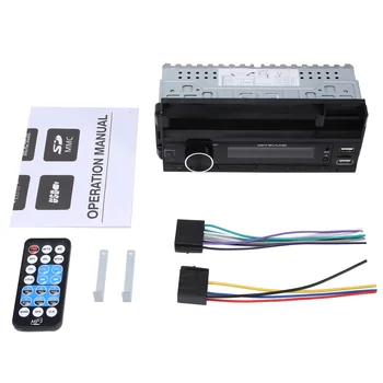 1Din Автомобильный Радиоприемник Авторадио Bluetooth 12V Автомобильный Аудиоплеер Mp3 FM-радио Музыка USB/SD с встроенным в приборную панель входом AUX с Держателем