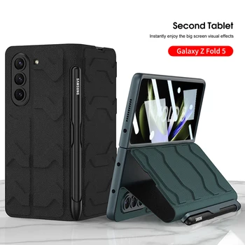 Для Samsung Galaxy Z Fold5 Чехол для телефона Складной Slammer Флип кожаный чехол Слот для ручки Z fold 5 Чехол для телефона