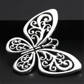 3 шт. Серебристого цвета, Полые подвески-бабочки для ожерелья/Браслетов, Аксессуары для подвесок A2596