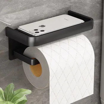 Белый двойной держатель для туалетной бумаги, настенные аксессуары для ванной комнаты, Черный держатель для рулона туалетной бумаги, Стойка для телефона с полкой