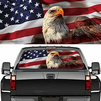 Американский Флаг США Орел, Наклейка на заднее Стекло Автомобиля, Наклейка на Перфорированную Оконную Пленку для Заднего Лобового Стекла Грузовика, Защита От царапин