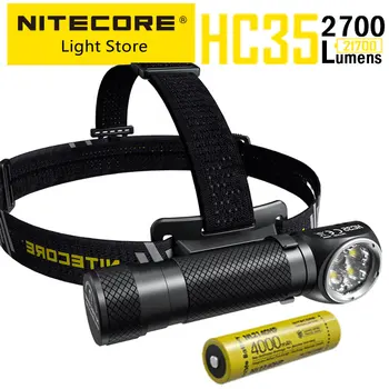 NITECORE HC35 USB Перезаряжаемый Фонарик L-shpe Налобный фонарь 2700 Люмен Металлический Магнитный Прожектор, батарея 21700 4000 мАч