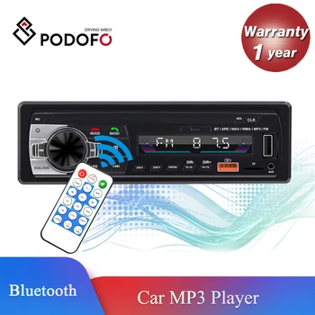 Podofo 1 Din Автомобильный Радиоприемник Стереоплеер Цифровой Bluetooth Видео MP3-плеер FM-радио Стерео Аудио ISO USB/SD с встроенным В приборную панель Входом AUX