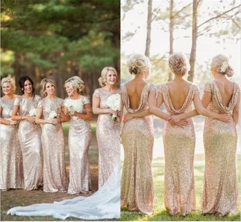 Длинное платье подружки невесты с блестками, короткий рукав, длина до пола, платье подружки невесты, vestido Festa 2021, Новое свадебное платье