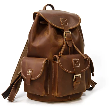 Мужской рюкзак из натуральной кожи, стильный рюкзак для путешествий, Мужской женский школьный рюкзак из коровьей кожи, повседневный рюкзак для мужчин и женщин