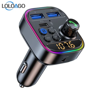 LOLOAGO Автомобильный FM-передатчик AUX Аудио MP3-плеер Type C PD 30 Вт Двойной USB Быстрая Зарядка Автомобильное Зарядное Устройство Громкой Связи Bluetooth 5,0 Автомобильный Комплект