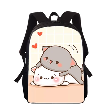 Персиковый Кот с милым рисунком 15 ”3D принт Детский рюкзак Сумки для начальной школы для мальчиков и девочек, рюкзак для студентов, сумки для школьных книг
