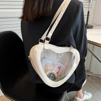 Женская прозрачная сумка через плечо, модная сумка из ПВХ в форме Сердца, прозрачная женская сумка для девочек, повседневная дорожная сумка для ежедневных путешествий, сумка-тоут, кошелек