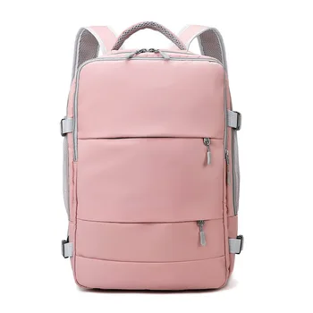 Розовый Женский рюкзак для путешествий, водоотталкивающий Противоугонный Стильный повседневный рюкзак, сумка с багажным ремнем и USB-портом для зарядки, рюкзак