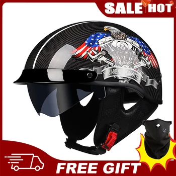 Низкопрофильный Мотоциклетный шлем из углеродного волокна, Японская технология, Винтажный шлем Для езды на скутере, Высококачественный мотоцикл Casco Moto