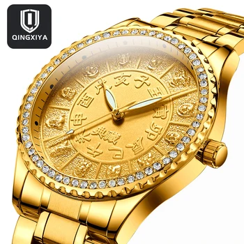 QINGXIYA 2022 Новые кварцевые часы, мужские часы, лучший бренд класса люкс, золотые, из нержавеющей стали, водонепроницаемые, светящиеся часы Relogio Masculino