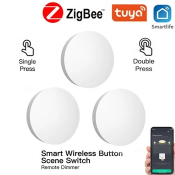 Умный дом Кнопка переключения сцены Tuya ZigBee, умная связь, умный переключатель, работающий на батарейках, работающий с устройствами Smart Life Zigbee