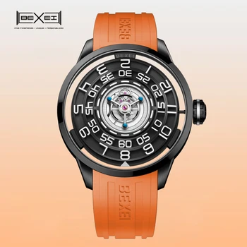 Наручные часы с механическим механизмом BEXEI 9110 Tourbillon для мужчин, скелетон, синтетический сапфир, роскошный 36-часовой водонепроницаемый запас хода, новости 2023 года