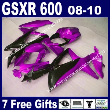 Горячая распродажа обтекателей для 2008 2009 2010 SUZUKI GSXR 600 750 K8 GSXR600 GSXR750 08 09 10 блестящий фиолетовый черный мото набор 7 подарочных KH47