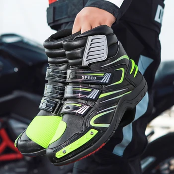 Мотоциклетные ботинки с высоким берцем, летние мужские Зимние Ботильоны для мотокросса по пересеченной местности, Кожаная обувь для езды на мотоцикле