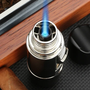Профессиональная зажигалка LUBINSKI для сигар с перфоратором, металлический держатель, подставка, Роскошная бутановая горелка, Газовая Турбо