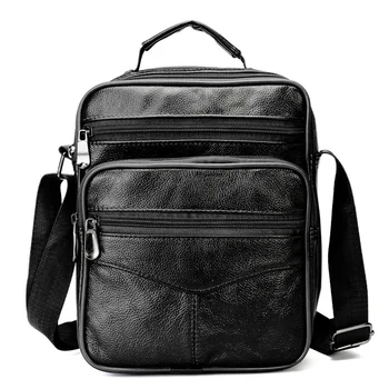 Мужская сумка-мессенджер из натуральной воловьей кожи, Маленькая повседневная деловая сумка на плечо, мужская высококачественная черно-коричневая