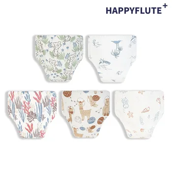 HappyFlute Эксклюзивные 5 шт., детские тренировочные штаны, моющиеся и многоразовые, Бамбуковый хлопковый материал, Экологические подгузники для ребенка