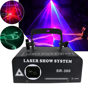 Лазерная шоу-система 300 МВт DMX 512 Луч Линейный сканер Лазерный луч Эффект освещения сцены для дома, спальни, праздничной вечеринки, эффектное шоу