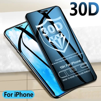 30D Закаленное Защитное стекло для iPhone 12 11 Pro Xs Max Glass iPhone X XR Screen Protector iPhone 8 7 6 6s Glass Полное покрытие