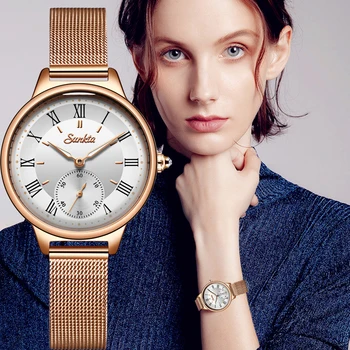 Женские часы Sunkta, лучший бренд класса Люкс, водонепроницаемые часы, Модные женские ультратонкие повседневные наручные часы из нержавеющей стали, кварцевые часы