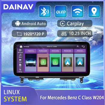 10,25 дюймов Linux автомагнитола Для Mercedes Benz C Class W204 GPS Мультимедиа Android авто головное устройство радио беспроводная навигация carplay