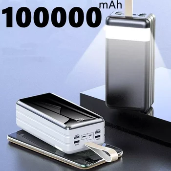 Power Bank 100000 мАч Портативное зарядное устройство 4 USB LED Poverbank Внешний аккумулятор Powerbank 100000 мАч для iPhone