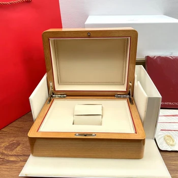 Завод-поставщик Красная кожаная коробка для часов ang из дерева люксового бренда с буклетом-картой, можно настроить подарочные чехлы для часов AAA