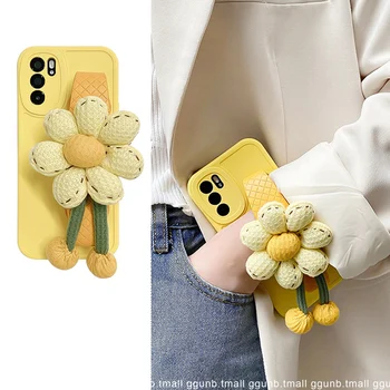 Желтый ремешок в виде цветка тыквы с веревкой через плечо, силиконовый чехол для телефона, милое творчество