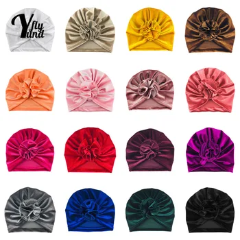 Удобные теплые Вязаные шапочки Yundfly Для малышей Однотонные, ручной работы, Сложенные Цветы, Детские Шапочки, Детские Головные уборы, Реквизит для Фотосъемки