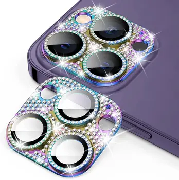 50 шт., защитная пленка для объектива камеры с бриллиантами, наклейка на iPhone 11, 12, 13, 14, 15 Pro Max, блестящий Кристалл, защитная пленка