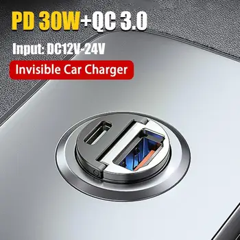 30 Вт PD QC 3,0 Супер Быстрое Автомобильное Зарядное Устройство Mini Dual USB Аксессуары Для Зарядного устройства для Телефона PD Адаптер Автомобильный Type-C Быстрая Зарядка 30 Вт A9A2